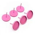 Pink matte round tray stud earring posts for DIY jewelry making and handmade accessories - Pink