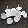 Bulk pack of 20 white matte round tray stud earring bases for DIY jewelry making crafts - US 8 / White