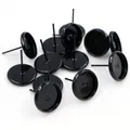 Bulk 10mm flat pad earring posts in glossy black finish for DIY jewelry making - US 8 / Black