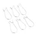 Macro view of six silver kidney ear wires for DIY jewelry making on white background - 24x11mm / White K/Silver