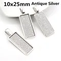 10x25mm rechthoekige antiek zilveren hanger tray voor DIY sieraden maken ambachten - 10x25 / Antiek Zilver