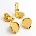 Golden DIY clip-on earring bases with 10-20mm round trays for jewelry making - 10mm / Gold