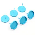 Detail van 6 lichtblauwe matte ronde oorstekerhouders voor doe-het-zelf sieraden - Hemelsblauw