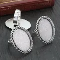Antique silver adjustable oval ring base with twisted rope edge for DIY jewelry making - Antique Silver (J4-22)