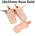 Rechthoekige 10x25mm roségouden zetkasten voor doe-het-zelf sieraden en hangers - 10x25 / Roségoud