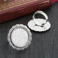 Vintage antique silver 20mm inner diameter alloy ring bezel base for DIY jewelry crafts - Antique Silver Gear Edge Style (K4-12)