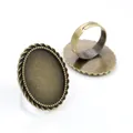 Antique bronze oval alloy ring base 18x25mm with adjustable band for DIY jewelry - Antique Bronze (J3-20)