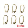 DIY jewelry making supplies: set of 6 vintage bronze earring hooks with hanging loops - Style 2 / Bronze
