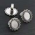Three antique silver oval alloy ring bases for DIY jewelry making in a set - Antique Silver Oval Gear Tooth (K7-33)
