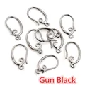Gun black copper ear hooks with vintage scroll design and closed loops for DIY jewelry - Gunmetal