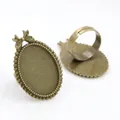 Antique bronze oval ring base with bow detail for DIY gemstone setting - Antique Bronze Bow Knot (J3-18)