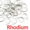 French leverback earring hooks in rhodium silver finish for DIY jewelry making - White K/Silver