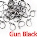 15x10mm gun black spring-loaded D-shape ear hooks for DIY jewelry making - Gunmetal