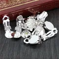 Silver plated 10mm flat tray clip-on earring converters for DIY jewelry making accessories - Silver