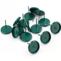 Dark green 10mm round cabochon stud earring settings for DIY jewelry making crafts - US 8 / Dark Green