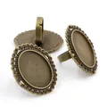 Vintage bronze 18x25mm oval ring base with lace edge and adjustable band for DIY - Vintage Bronze Hollow Edge (J4-30)