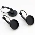 12mm black leverback earring hooks with blank bezel trays for DIY jewelry making - 8mm / Black