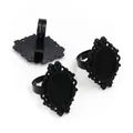 Three-piece set of matte black vintage oval alloy ring bases with filigree edge - Black Oval Victorian Hollow (J3-14)