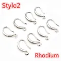 Style2 Rhodinierte DIY Ohrhaken mit weißem Zirkon Pavé-Fassung in Silberoptik - Mit Zirkon besetzter Tropfenstil (L3-40AE7-37) / Weiß K/Silber