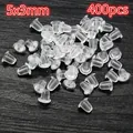 Pack de 400 cierres de pendientes de silicona transparente de 5x3mm para bricolaje - Cilindro / Paquete de 400 Piezas (5x3mm) / Transparente