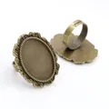 Antique bronze oval alloy ring base setting with adjustable band for DIY jewelry - Antique Bronze Beaded Lace (J4-33)