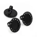Adjustable black vintage hollow oval ring base for DIY jewelry making and settings - Black Oval Hollow Lace (J4-10)