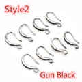8er-Set Gunmetal-U-Ohrhaken für DIY-Ohrringe mit Kristalleinlage in Stil 2 - Mit Zirkon besetzter Tropfenstil (L3-40AE7-37) / Gunmetal