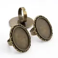Three pieces of antique bronze oval bezel ring bases for DIY jewelry making - Bronze Braided Texture (J4-42)