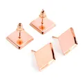 Rose gold square 12mm stud earring bases with blank tray settings for jewelry DIY - Rose Gold