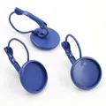 Macro shot of three blue 12mm leverback earring trays for DIY jewelry making - 12mm / Blue