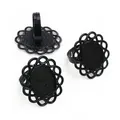 DIY black alloy oval ring base with 13x18mm inner diameter and hollow lace edge - Black Oval Matte Hollow Lace (K2-07)