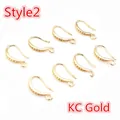 Set aus 8 Stück KC-Gold beschichteten Kupfer-Ohrhaken mit Zirkonia für DIY-Schmuck - Mit Zirkon besetzter Tropfenstil (L3-40AE7-37) / KC Gold