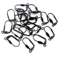 Macro view of multiple black leverback earring hooks for DIY jewelry making - Black