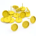 Detailed view of 10mm gold-plated tray earring posts for DIY jewelry components - Yellow