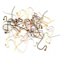 Pile of S-shaped fishhook earwires with decorative beads in diverse metallic finishes - 100 Pcs/Pack (21x16mm) / Random Mixed
