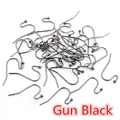Macro shot of gun black French ear hooks with small round beads for DIY jewelry making - 100 Pcs/Pack (21x16mm) / Gunmetal