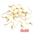 Pack of golden fish hook earrings with decorative beads for DIY jewelry making - 19x18mm (100 Pieces/Pack) / Gold