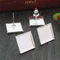 12mm square stainless steel earring posts studs blanks for DIY jewelry making - Silver