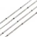 Close-up of silver stainless steel satellite bead chain for DIY jewelry making - Steel / 1.8x1.2mm