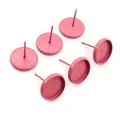 Macro view of 10mm matte pink flat round tray earring studs for DIY jewelry making - Watermelon red