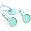 Light blue 12mm French ear wire base set for handmade jewelry making and DIY projects - 12mm / Turquoise Green