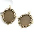 Due basi per ciondoli ovali in lega bronzo antico 30x40mm per creazione gioielli fai da te - Pizzo ad Anello Cavo Bronzo Antico (B2-07)