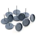 Macro detail of 10mm matte dark grey stud earring bases for DIY jewelry making - Gray