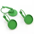 Green lacquer leverback earring bezel blanks for 12mm DIY jewelry making crafts - 12mm / Green