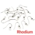 Bulk pack of rhodium plated silver earring hooks with beads for DIY jewelry making - 19x18mm (100 Pieces/Pack) / White K/Silver