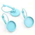 Sky blue leverback earring base with 12mm round tray for DIY jewelry making - 12mm / Light Green