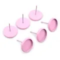 Close-up of 6 pink matte 10mm tray earring posts for DIY handmade jewelry components - Soft Pink Style (M6-27)