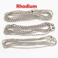 DIY 65-70cm rhodium plated metal ball chain with connector for jewelry making - 1.5mm / White K/Silver