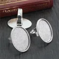 Adjustable silver alloy oval ring blanks for 18x25mm DIY jewelry making and gemstone settings - Silver Oval Bezel (J4-43)