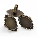 Antique bronze oval ring base with decorative wavy edges and adjustable band for DIY jewelry - Antique Bronze Wave Lace (J4-31)